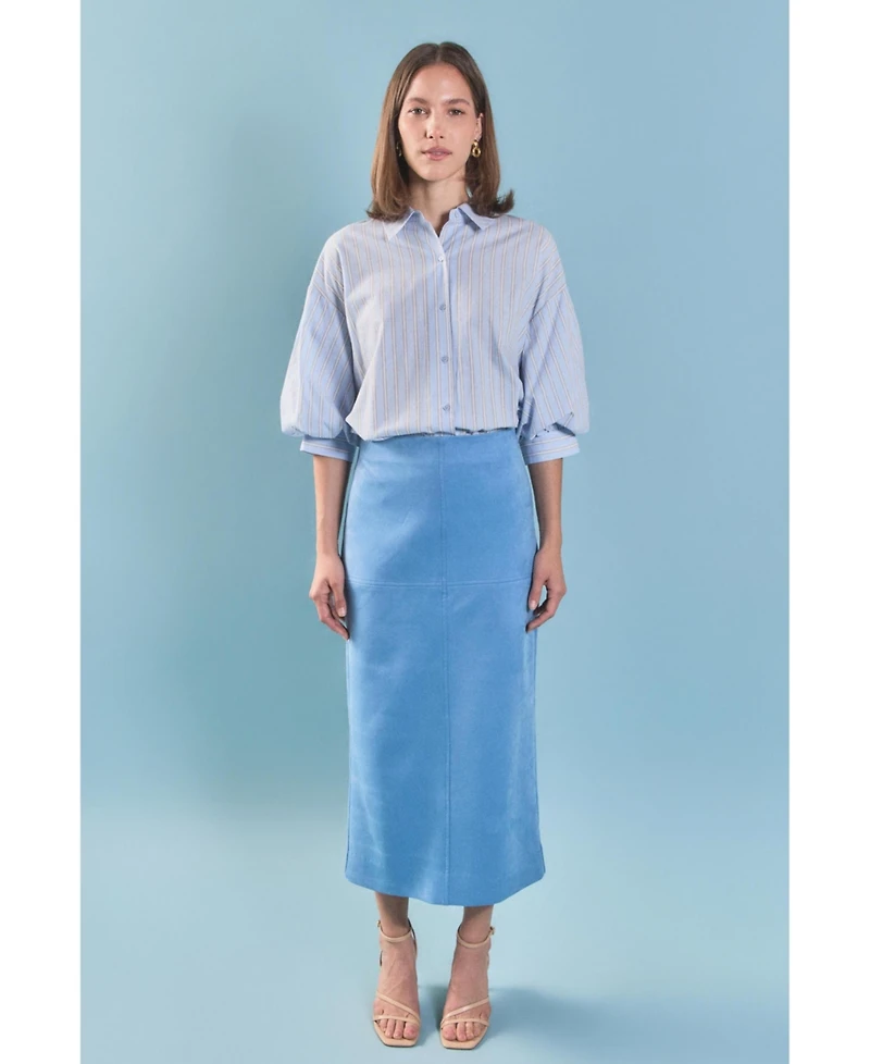 English Factory Women's Striped Volume Sleeve Shirt