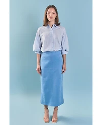 English Factory Women's Striped Volume Sleeve Shirt