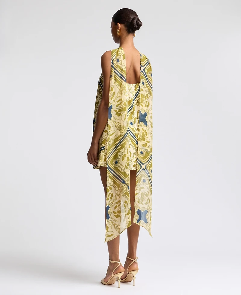 Avec Les Filles Women's Halter Scarf Print Swing Mini Dress