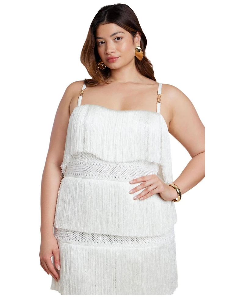 Eloquii Women's Fringe Maxi Dress