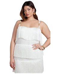 Eloquii Women's Fringe Maxi Dress