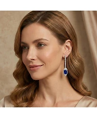 Dazzling Sterling Silver & White Gold-Plated Cubic Zirconia Drop Earrings