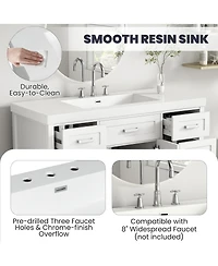 Sillysis 47 Inch Bathroom Vanity Top with Integrated Resin Sink, Overflow and 3 Faucet Holes for Modern Bathrooms