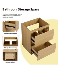 Sillysis Bathroom Vanity Cabinet Only, Freestanding Engineered Wood with 2 Drawers, Minimalist Storage for Small Bathrooms