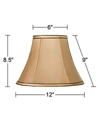 Springcrest Set of 2 Bell Lamp Shades Small 6" Top x 12" Bottom x 8.5" High Spider Replacement Harp and Finial Fitting