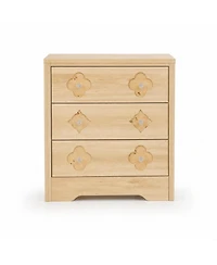 homfan 3-Drawer Vertical Dresser with Floral Cutout and Crystal Knobs, 31.5" Wide Pb Wood Chest