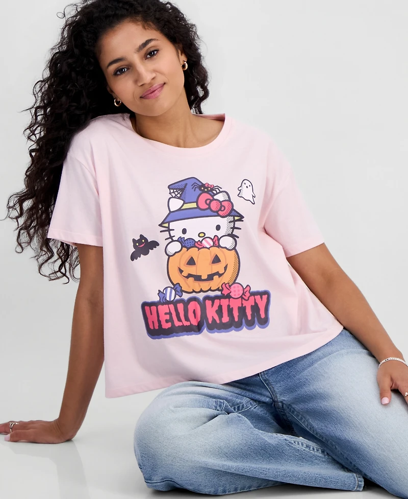 Grayson Threads, The Label Juniors' Hello Kitty Pumpkin Graphic-Print T-Shirt