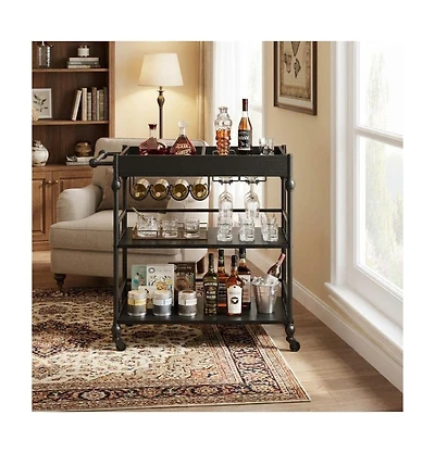 homfan 3-Tier Bar Cart with Wheels