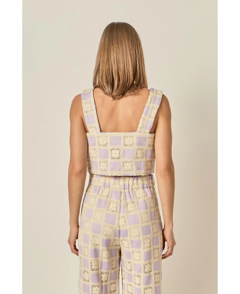 English Factory Women's Crochet Sleeveless Top