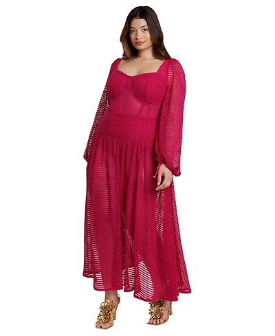 Eloquii Women's Plus PatBO x Corset Waist Maxi Dress