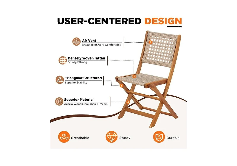 Aecojoy 5 Piece Outdoor Patio Dining Set, Acacia Wood Outdoor Table and Chairs with Wheels