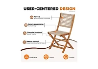 Aecojoy 5 Piece Outdoor Patio Dining Set, Acacia Wood Outdoor Table and Chairs with Wheels