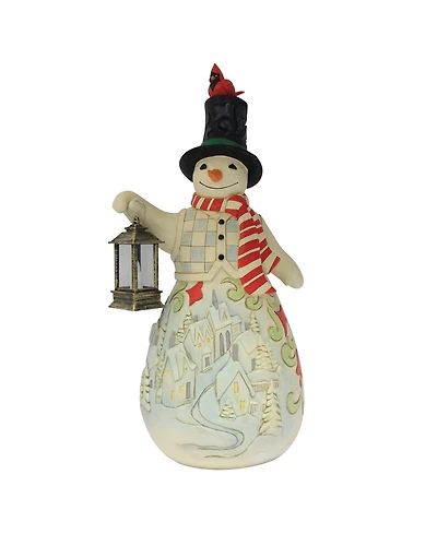 Jim Shore Heartwood Creek Statue Snowman with Led Candle
