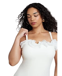 Eloquii Women's Ruffle Detail One Piece Swimsuit