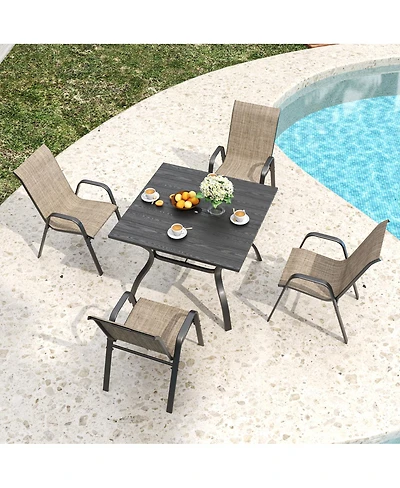 Streamdale Furniture Outdoor Patio Dining Set with Umbrella Hole and Stacking Chairs