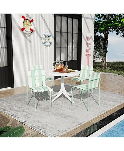 Streamdale Furniture Piece Striped Chair and Round Table Set