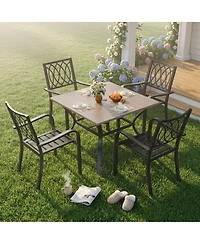 Streamdale Furniture Outdoor Patio Dining Set with Iron Chairs and Square Metal Table