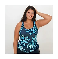 Calypsa Women's Plus Maya Tankini Swim Top With Built Bra