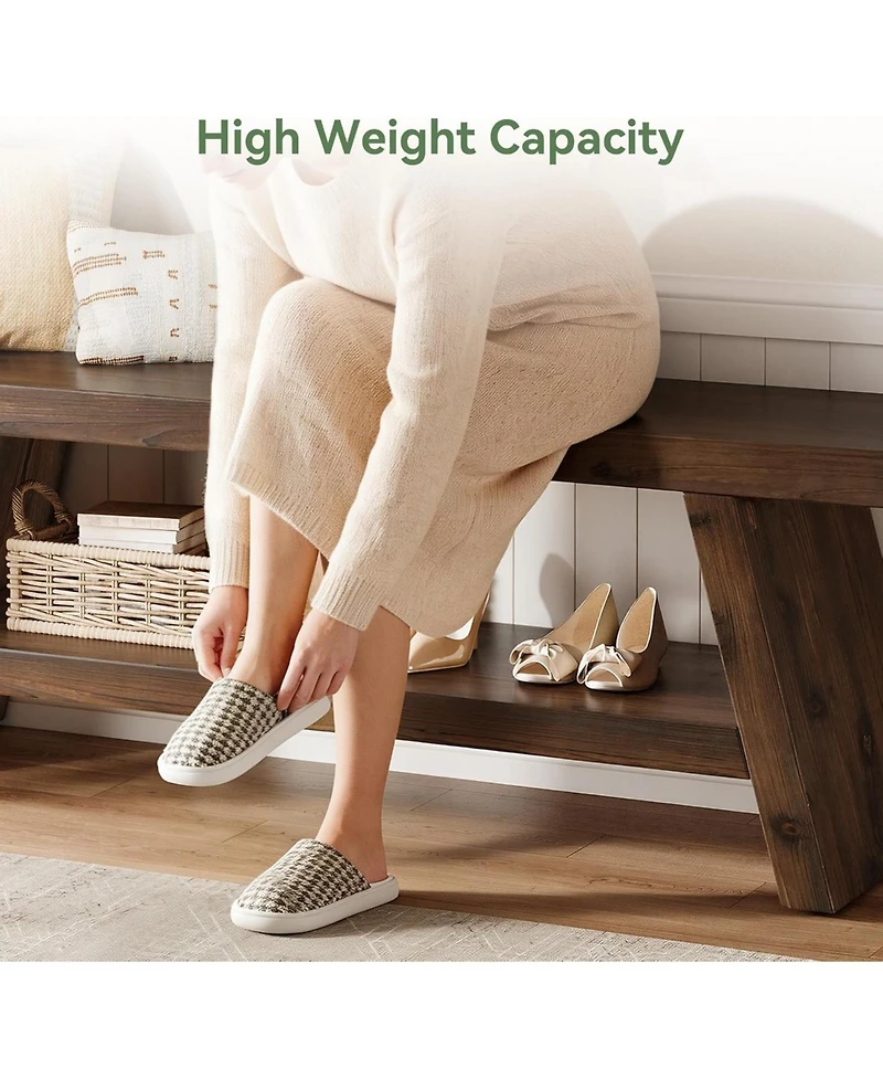 Tribesigns 2-Tier Entryway Bench, Hallway Foyer Solid Wood Seating with Open Shelves