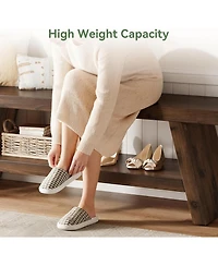 Tribesigns 2-Tier Entryway Bench, Hallway Foyer Solid Wood Seating with Open Shelves