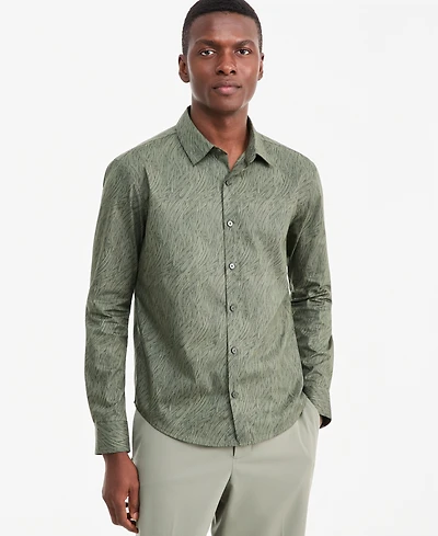 Alfani Men's Baker Geometric Long-Sleeve Shirt, Macy's Exclusive - Bbaker Line Geo