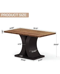 Tribesigns 55-Inch Dining Table for 4-6, Farmhouse Kitchen Dinner Table with Heavy Duty Pedestal, for Dining Room, Kitchen.