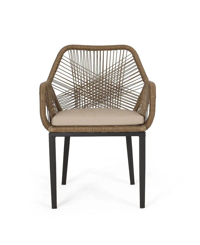 Streamdale Furniture Modern Woven Wicker Outdoor Dining Club Chairs with Water-Resistant Cushions 2