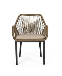 Streamdale Furniture Modern Woven Wicker Outdoor Dining Club Chairs with Water-Resistant Cushions 2