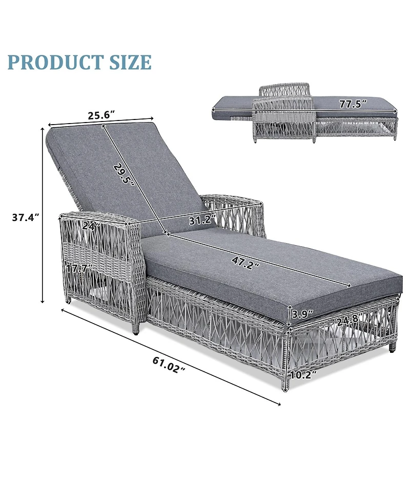 Streamdale Furniture 2-Piece Outdoor Wicker Reclining Chaise Lounge Set with Cushions