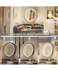 Vlsrka Corner Vanity with Mirror and Lights