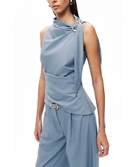 Nocturne Women's Asymmetric Buckle-Detail Blouse