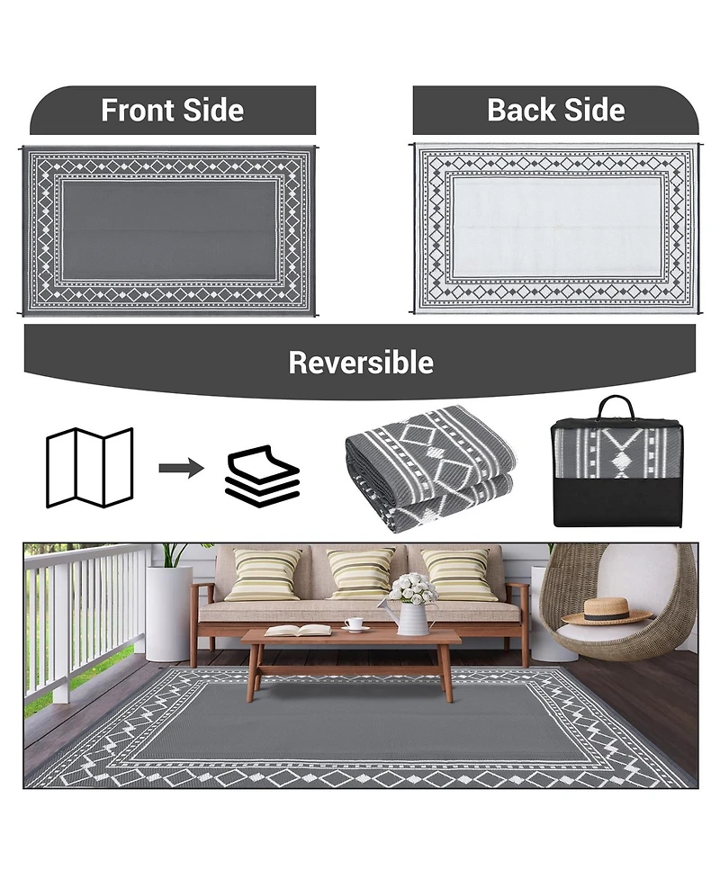 gaomon Outdoor Rug 9 x 18, Reversible Waterproof Plastic Straw Patio Mat for Rv Camping Deck Backyard Beach Picnic