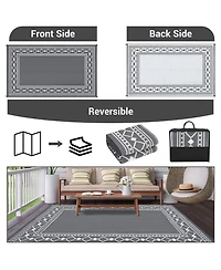 gaomon Outdoor Rug 9 x 18, Reversible Waterproof Plastic Straw Patio Mat for Rv Camping Deck Backyard Beach Picnic