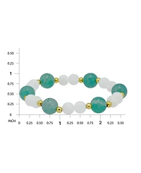 Macy's 14k Gold-Plated Over Brass Imitation Pearl Aventurine Beads Stretch Bracelet