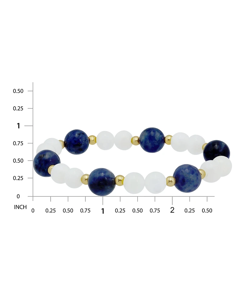 Macy's 14k Gold-Plated Over Brass Imitation Pearl Sodalite Beads Stretch Bracelet