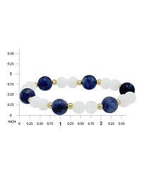 Macy's 14k Gold-Plated Over Brass Imitation Pearl Sodalite Beads Stretch Bracelet