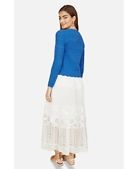 Yumi Women's Crochet Tie Front Cardigan