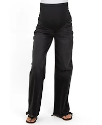 Pinkblush Maternity Black Frayed Hem Wide Leg Jeans