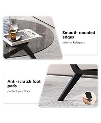 Vlsrka Minimalist Round Coffee Table with Tempered Glass and Geometric Legs