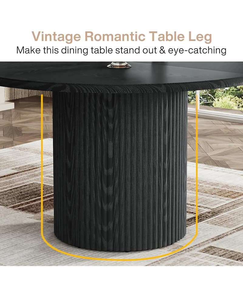 Tribesigns 47" Round Dining Table for 4, Farmhouse Kitchen with Metal Base