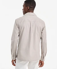 Alfani Men's Zip Front Striped Long-Sleeve Shirt, Macy's Exclusive - Double Stripe