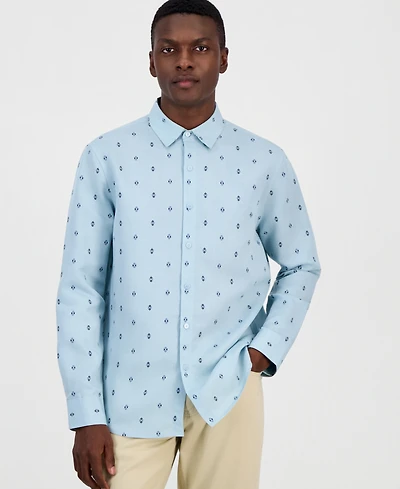 Alfani Men's Spaced Geometric Long-Sleeve Woven Shirt, Macy's Exclusive - Siimple Geo