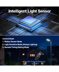 Maxsa Innovations 4000W Solar Street Light Outdoor, 6500K Led Security/Parking Lot Light, Motion Sensor Remote, Dusk-to-Dawn, IP67 Waterproof