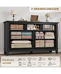 gaomon 7 Drawer Dresser, 54" Wide Wooden Storage Chest, Modern Mdf Closet Organizer for Bedroom, Living Room, Entryway