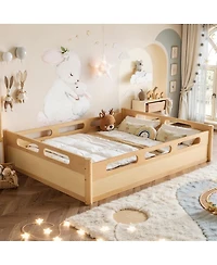 Streamdale Furniture Queen Platform Bed with Guardrails, Low Profile, No Box Spring Needed