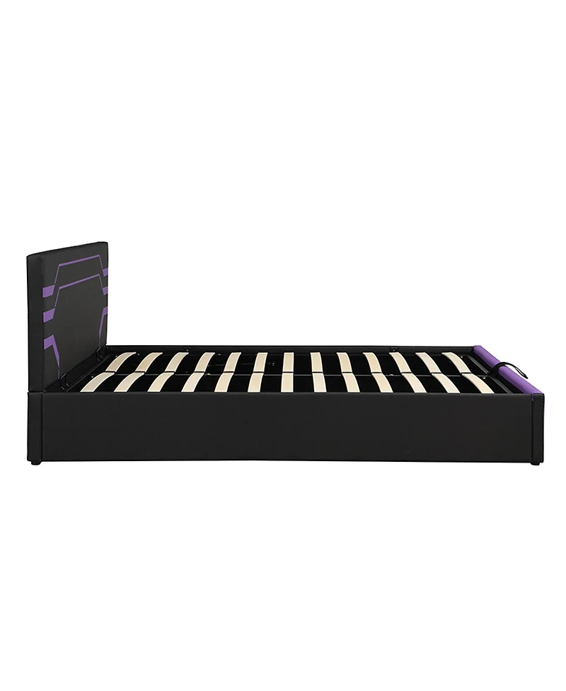 Streamdale Furniture Queen Size Hydraulic Storage Gaming Bed Frame, Cyberpunk Design