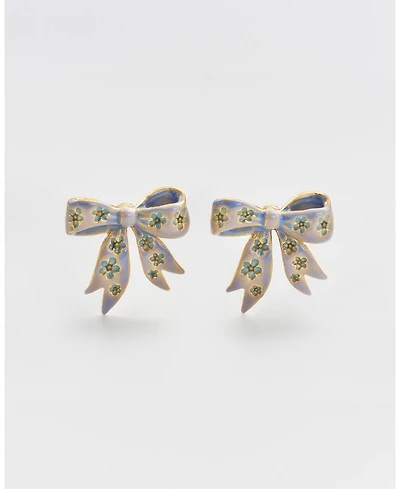 Fable England Gold Forget Me Not Bow Stud Earrings