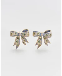 Fable England Gold Forget Me Not Bow Stud Earrings