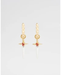 Fable England Gold Rose and Dagger Huggie Earrings