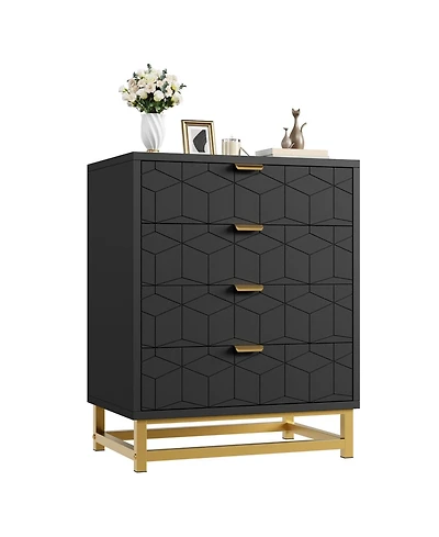 homfan 4-Drawer Dresser with Metal Handles, Modern Chest for Bedroom, Living Room, Hallway